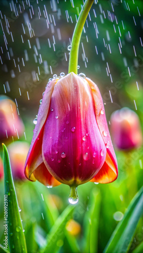 A tulip with bell shaped petals that emit soft chiming sounds when rain hits them