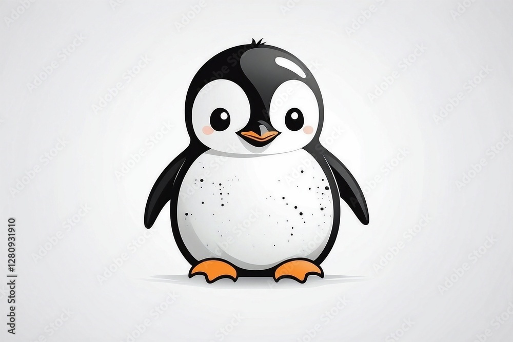 Naklejka premium Minimalist Logo Featuring a Cute Penguin on a White Background in Black and White Style