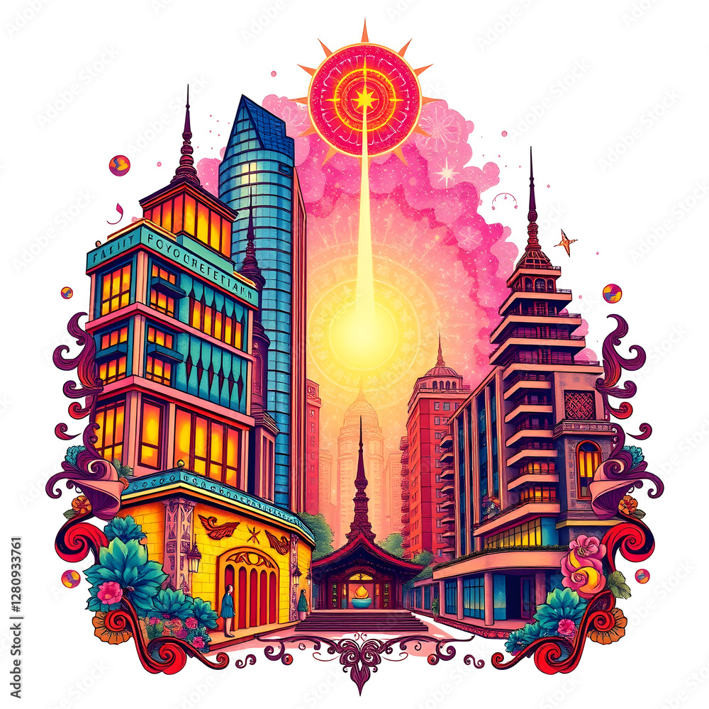 Obraz premium vector illustration of city