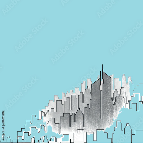 vector architecture iconic emirates tower difc Dubai building, wall mural, banner, social media, technology