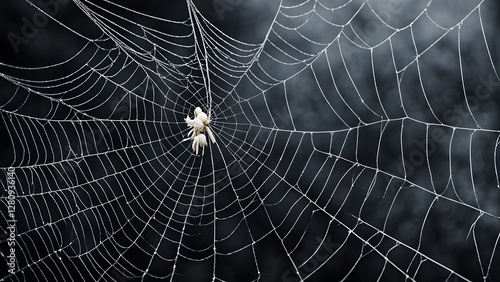 A spider is sitting in the center of a spider web