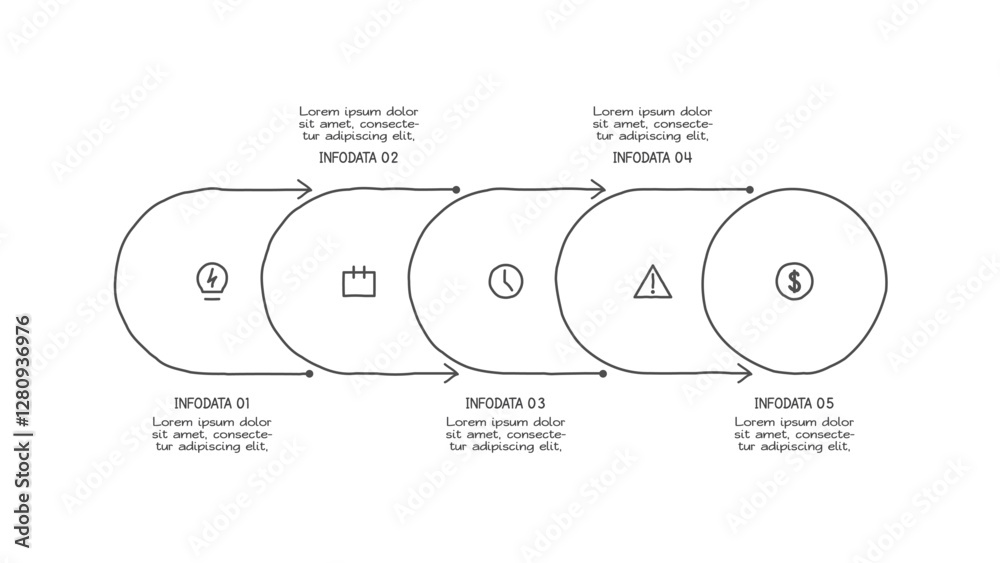 Naklejka premium Doodle infographic elements with 5 options. Vector business template for presentation