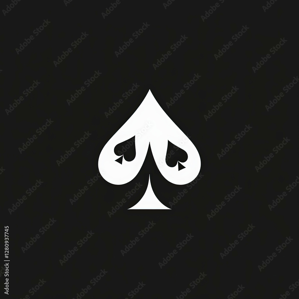 Double Spade Symbol in Striking Minimalist White on Black Design Double Spade Symbol in Striking Minimalist White on Black Design
