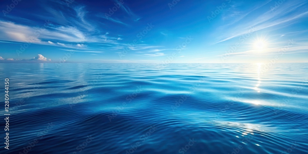 Peaceful ocean surface with gentle ripples and blue hues, soft light, aquatic scene Peaceful ocean surface with gentle ripples and blue hues, soft light, aquatic scene