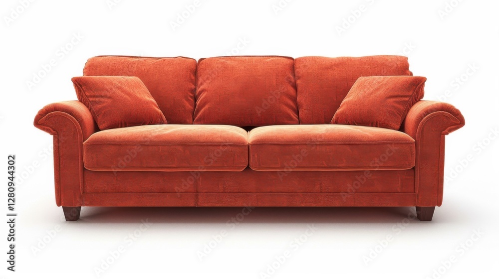 Fototapeta premium modern pink tufted velvet sofa with soft cushions