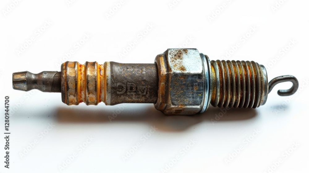 close-up of a rusted spark plug with worn metal close-up of a rusted spark plug with worn metal