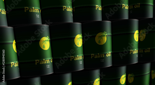 Obraz na płótnie Palm oil barrels in row w salonie