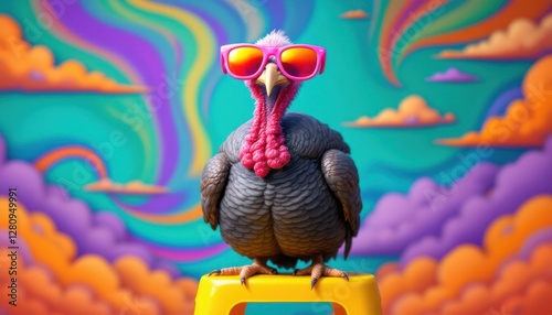 Groovy Turkey in a Psychedelic Paradise photo