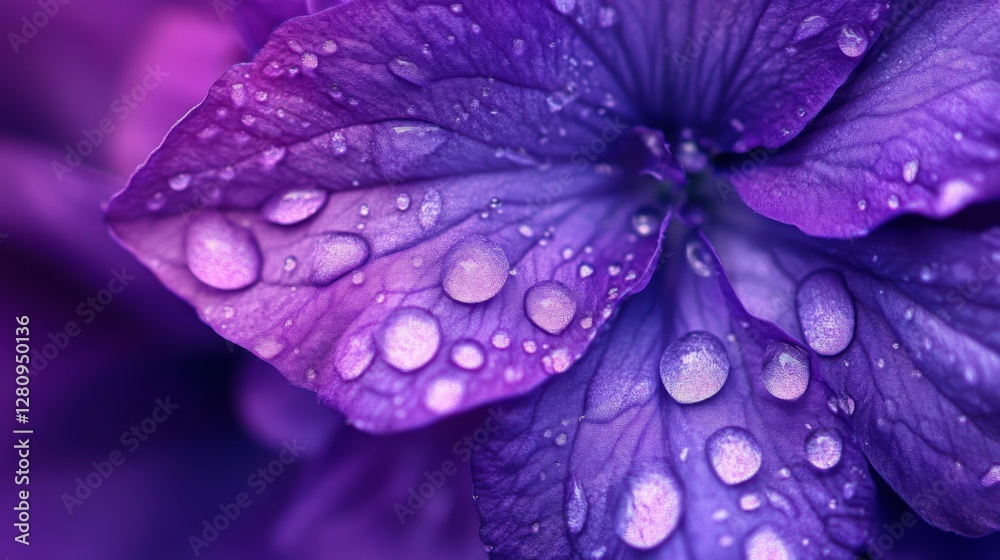 Vibrant purple flower with dewdrops showcasing nature's beauty and elegance Vibrant purple flower with dewdrops showcasing nature's beauty and elegance