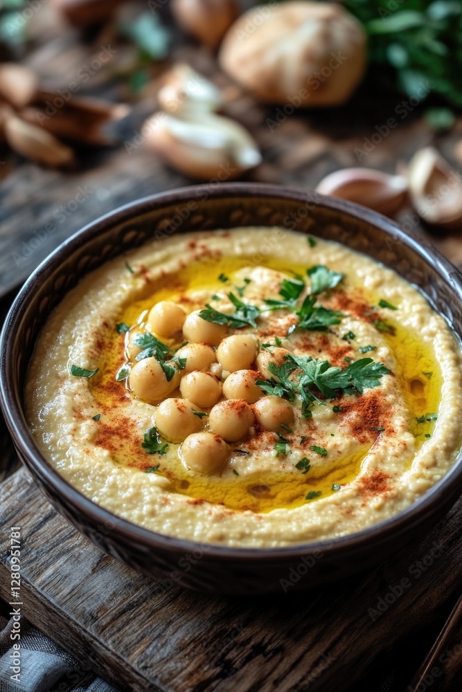 A delicious and nutritious hummus dip made with chickpeas, garlic, and cumin. Roasted to enhance its flavor, this dip is perfect for veggies or as a spread. A delicious and nutritious hummus dip made with chickpeas, garlic, and cumin. Roasted to enhance its flavor, this dip is perfect for veggies or as a spread.