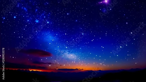 Fast Transition of Time from Evening Twilight to Night with Rapid Cloud Movement and Star Appearance