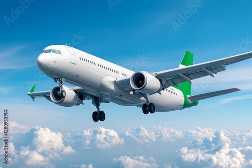Flat lay design of travel concept with plane and cloud on blue background with copy space