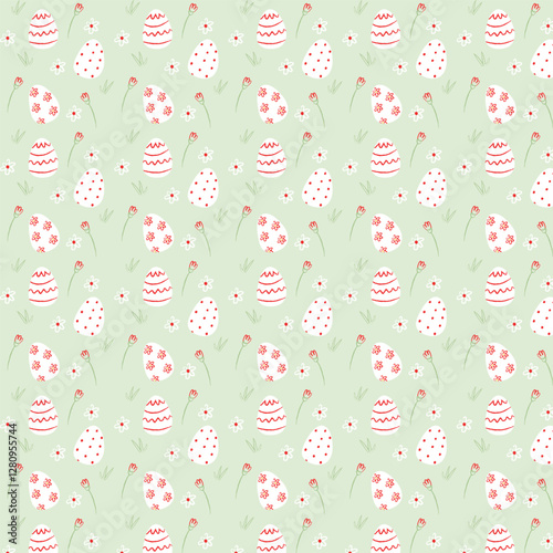 Pattern eggs and flowers