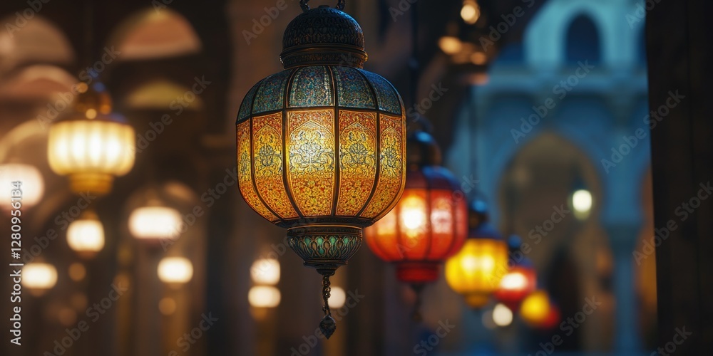 Fototapeta premium This is a photograph of a jarrah lamp, which adds a warm and traditional touch to any setting. Its vintage design suggests an atmosphere reminiscent of middle eastern culture.
