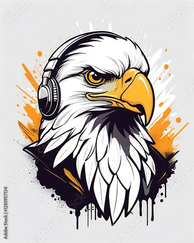 Colorful T-Shirt Logo Featuring a Hip Hop Eagle - Bold and Energetic Urban Streetwear Design
