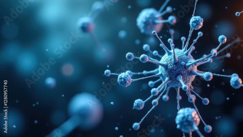 Image of a semaglutide molecule with surrounding viruses.
