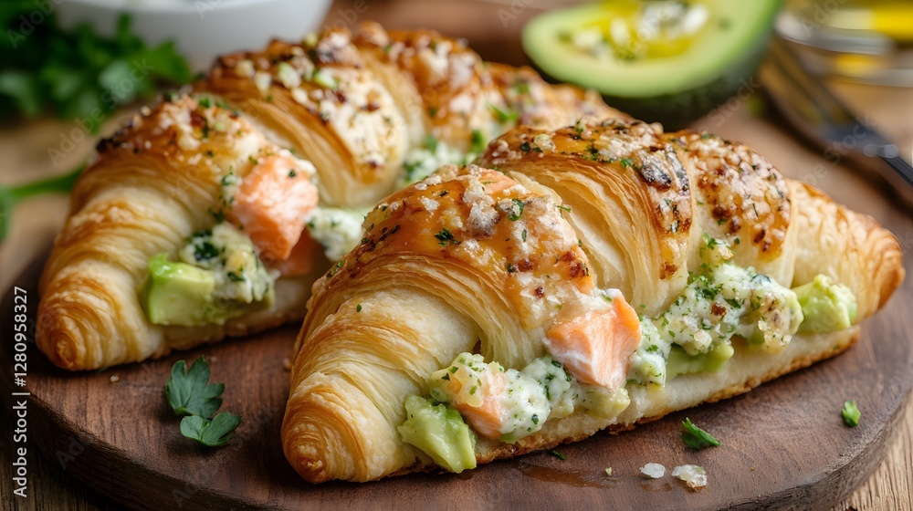 Delicious Salmon Avocado Croissant Baked Pastry Delicious Salmon Avocado Croissant Baked Pastry