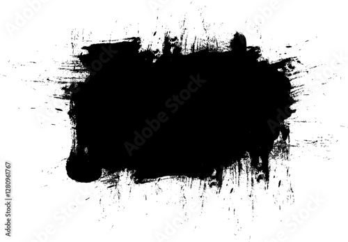 black ink brush painting banner label grunge style graphic element