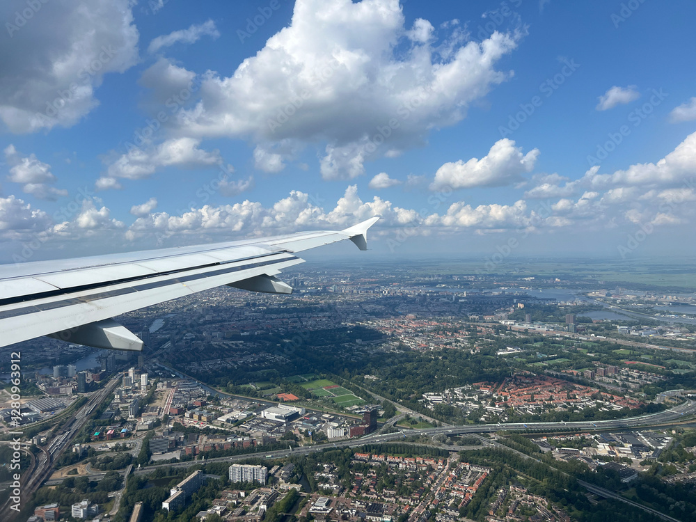 Landing at schiphol Amsterdam airport in The Netherlands