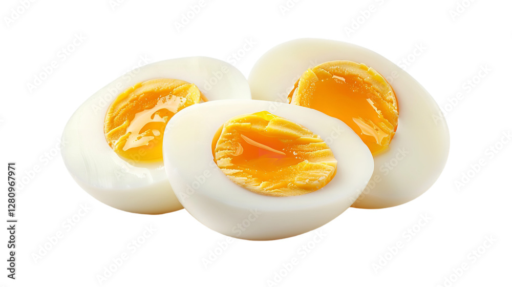 A horizontal view of boiled egg isolated on a plain background or PNG for food type poster or graphic use, Generative AI. A horizontal view of boiled egg isolated on a plain background or PNG for food type poster or graphic use, Generative AI.