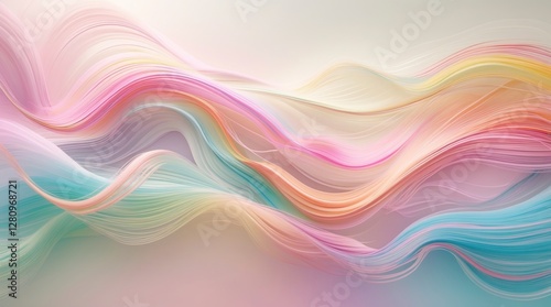 whimsical abstract gradient background with motion-blurred streaks of pastel hues.