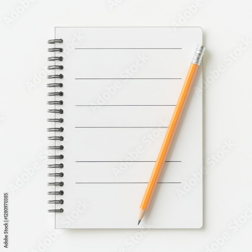 Ultra realistic scorecard with pencil isolated top or side view white background