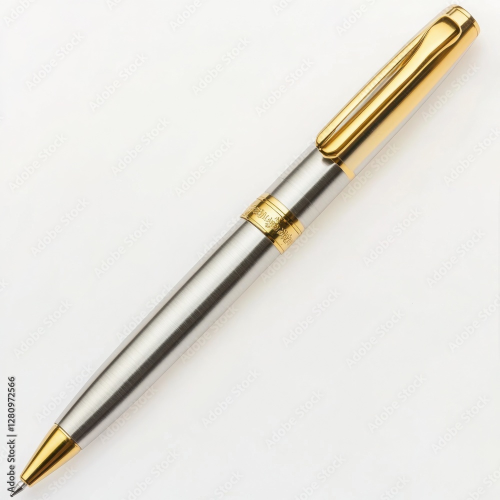 Ultra realistic executive pen isolated top or side view white background Ultra realistic executive pen isolated top or side view white background