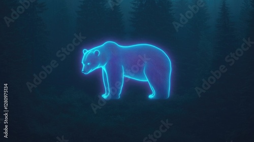 Glowing bear silhouette emerges from dark forest, creating mysti