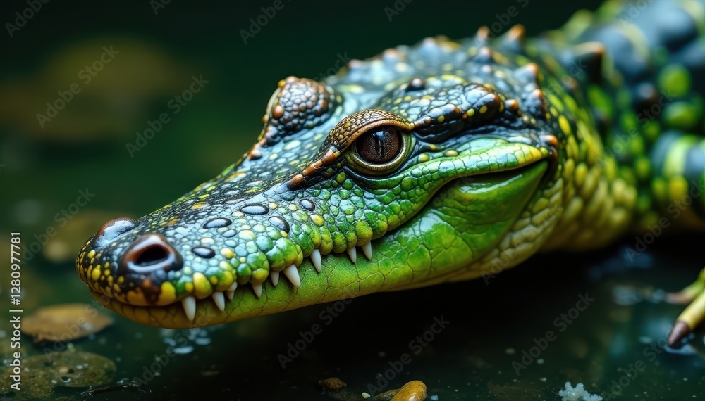 Gharial skin showing vibrant green hues & intricate scales, green, wild, wildlife Gharial skin showing vibrant green hues & intricate scales, green, wild, wildlife