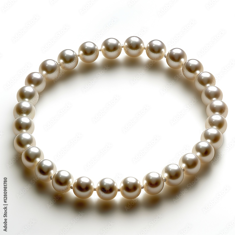 Elegant white pearl necklace displayed on a soft background, showcasing its luster and timeless beauty. Elegant white pearl necklace displayed on a soft background, showcasing its luster and timeless beauty.