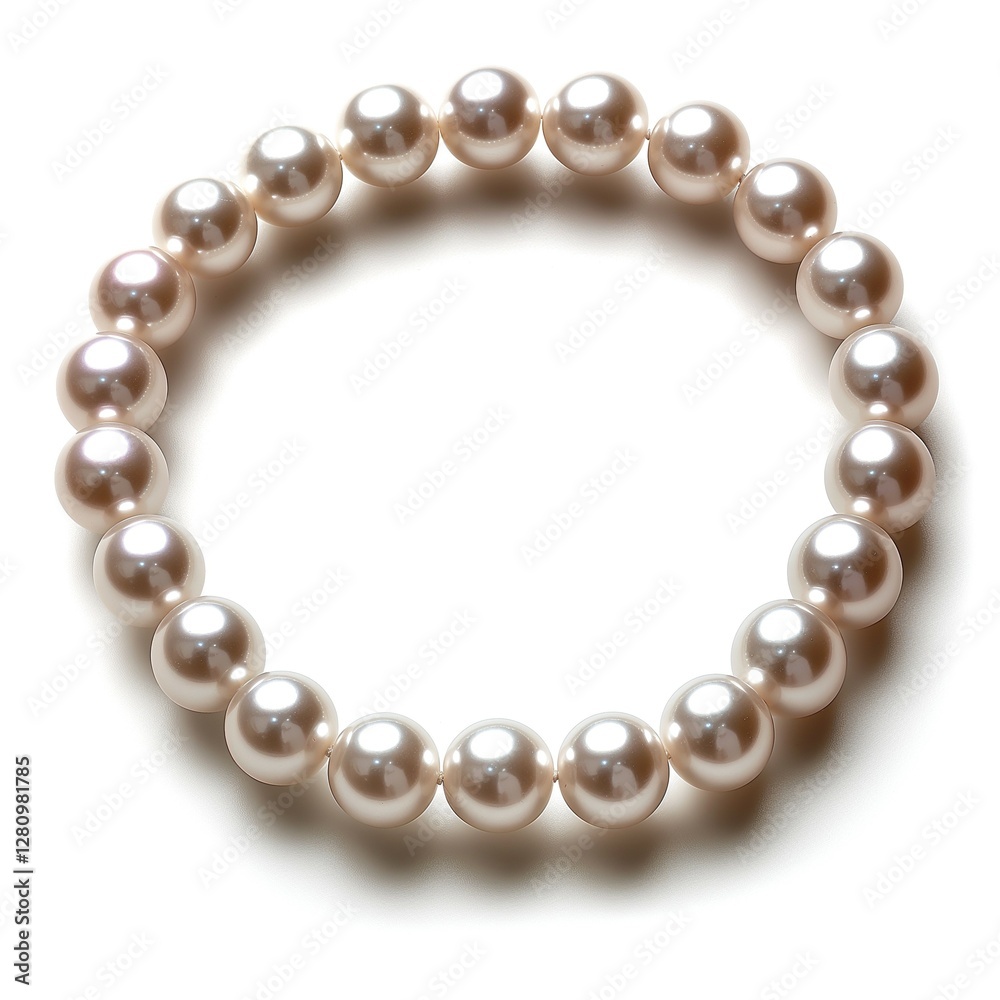 A classic strand of lustrous white pearls displayed elegantly on a soft background. A classic strand of lustrous white pearls displayed elegantly on a soft background.