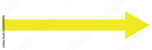 Yellow arrow to the right . vector, isolated. Yellow arrow isolated on a white background, long arrow icon , yellow bold long arrow
