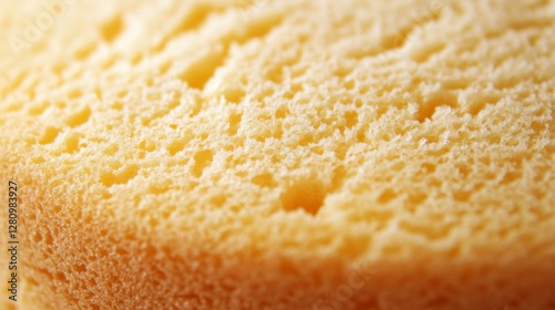 Close-up of soft yellow sponge texture with porous surface details photo