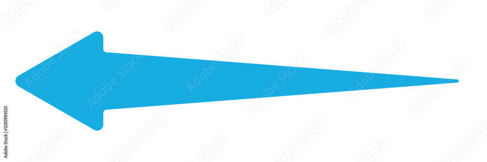Blue long arrow pointing to the right. Straight long arrow icon, long arrow icon isolated on white background. Blue long arrow pointing to the right. Straight long arrow icon, long arrow icon isolated on white background.