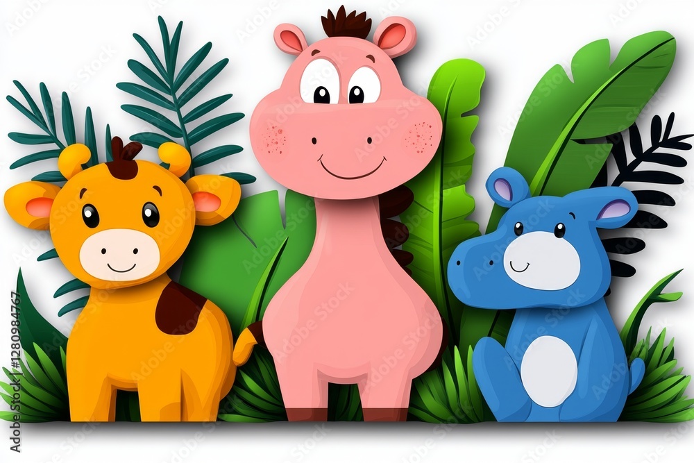 Naklejka premium English alphabet with cute cartoon animals for kids education Letter with a funny animal