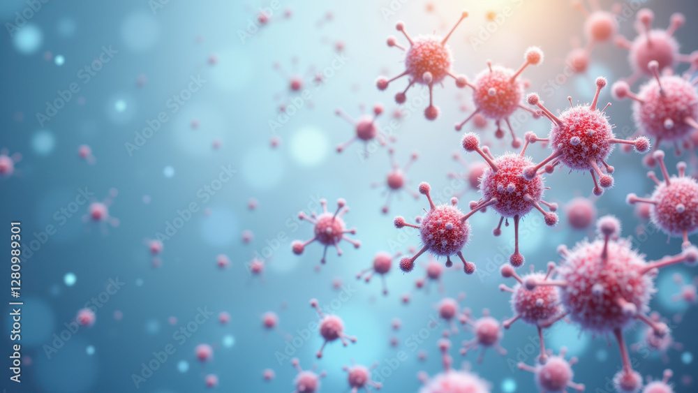 A microscopic view of a virus with protruding structures, resembling a close-up of Semaglutide.