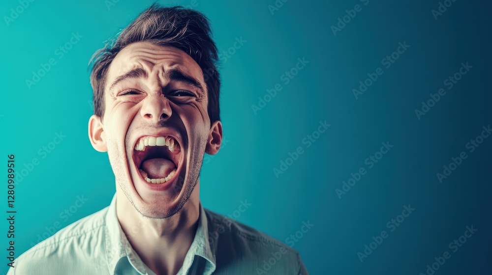 Man screaming with intense emotion Man screaming with intense emotion