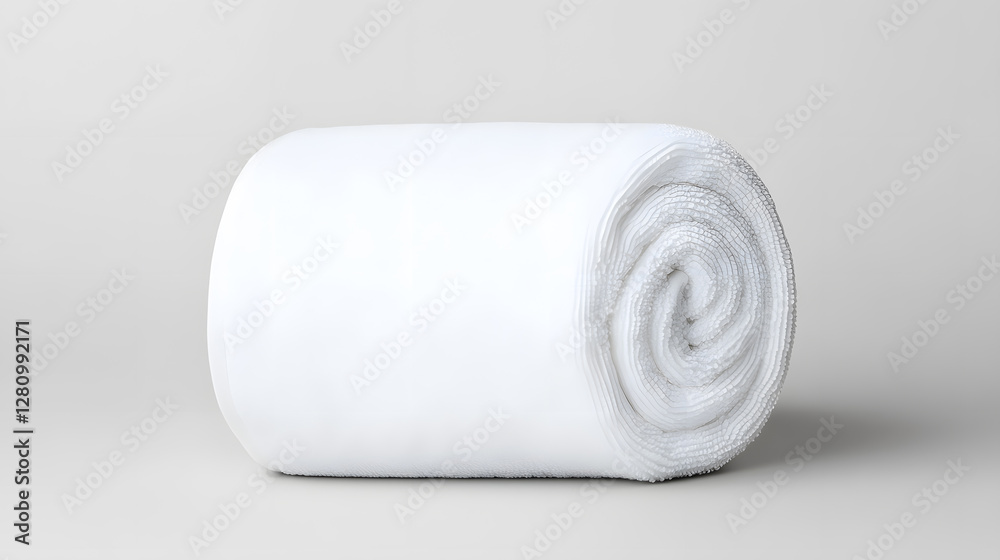 Single rolled white towel, spa element, isolated on white background Single rolled white towel, spa element, isolated on white background