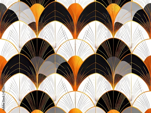 The modern flower pattern features a repeating linear petal design in a stylish monochrome