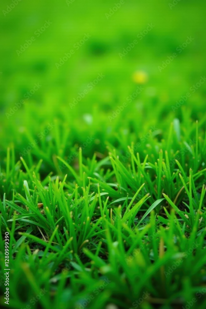 Short-cropped green grass, slightly uneven surface, close up, stadium, healthy