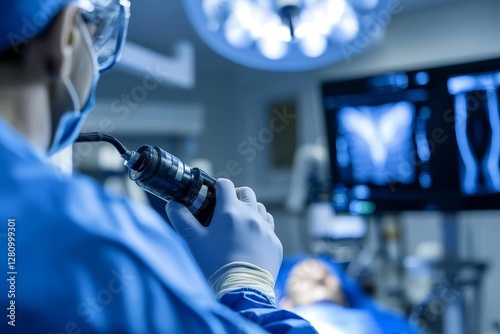 At the hospital, an endoscopy is being performed, with the doctor holding the endoscope in preparation for a gastroscopy