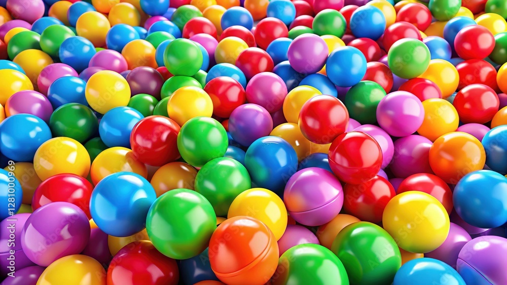 Colorful plastic balls in a playful setting Colorful plastic balls in a playful setting