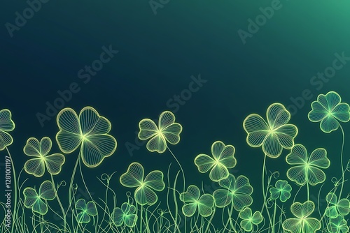 Abstract clover field border graphic