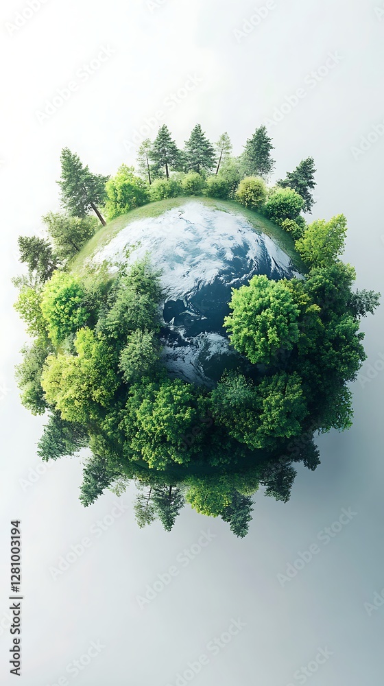 Earth Globe Covered in Lush Green Trees Earth Globe Covered in Lush Green Trees