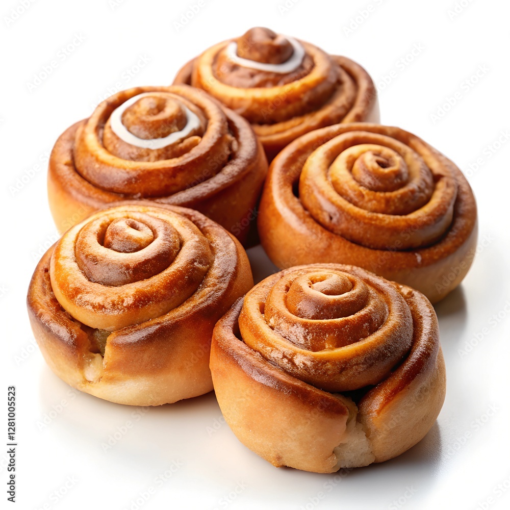 Fototapeta premium freshly baked cinnamon rolls isolated on white background, top view 