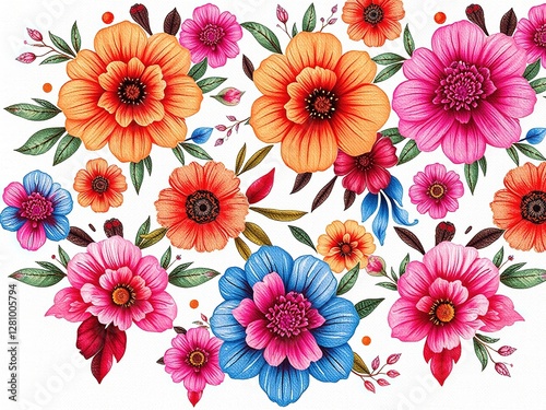 Enchanted Tapestry: Boho Florals on Textured Canvas