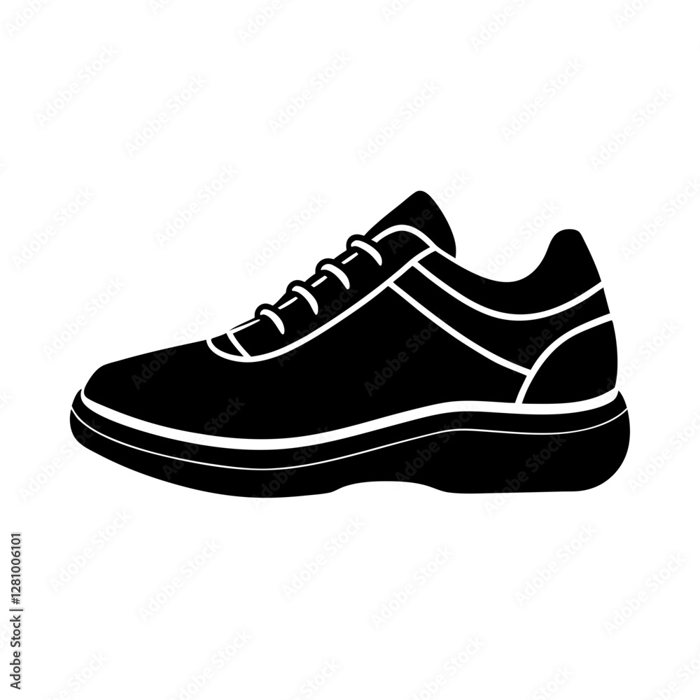 Clean athletic shoe graphic simple flat silhouette on white background Clean athletic shoe graphic simple flat silhouette on white background