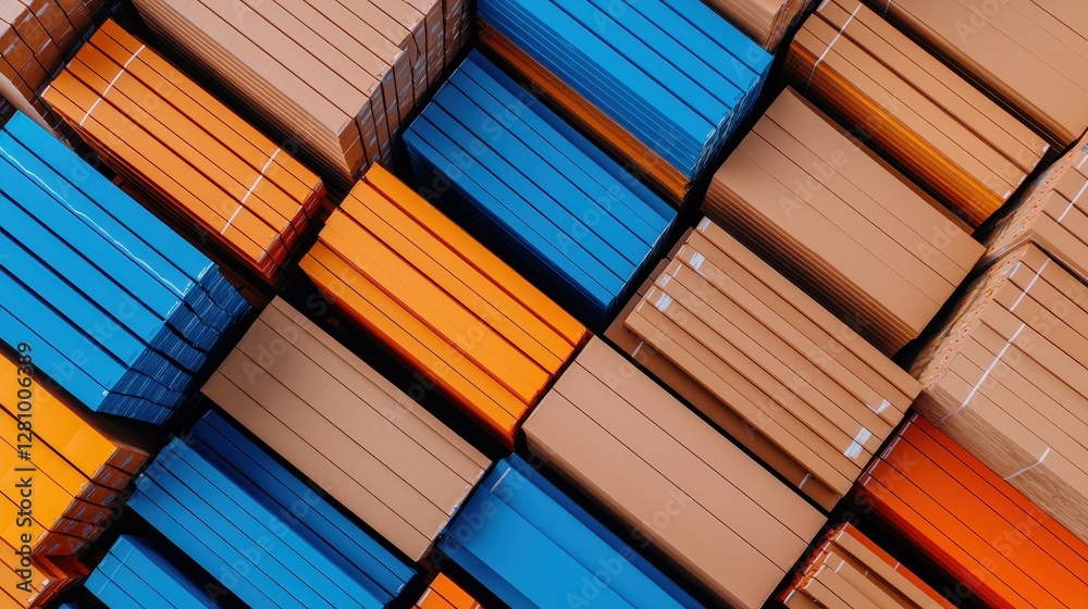 Fototapeta premium A colorful arrangement of stacked notebooks in blue, orange, and brown hues, showcasing their textured covers and neat alignment.