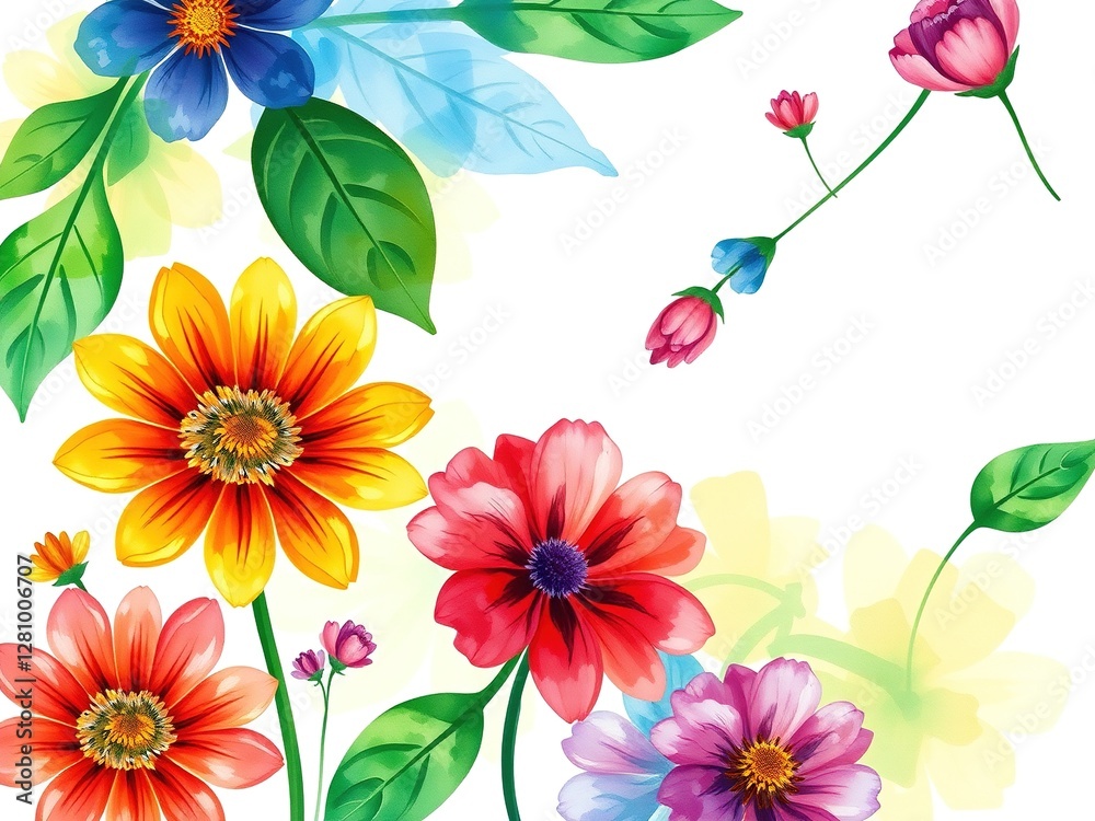 Obraz premium Expressive Floral Delights in Watercolor and Acrylic