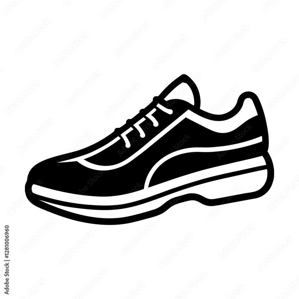 Minimalist running shoe outline icon simple flat silhouette on white background Minimalist running shoe outline icon simple flat silhouette on white background